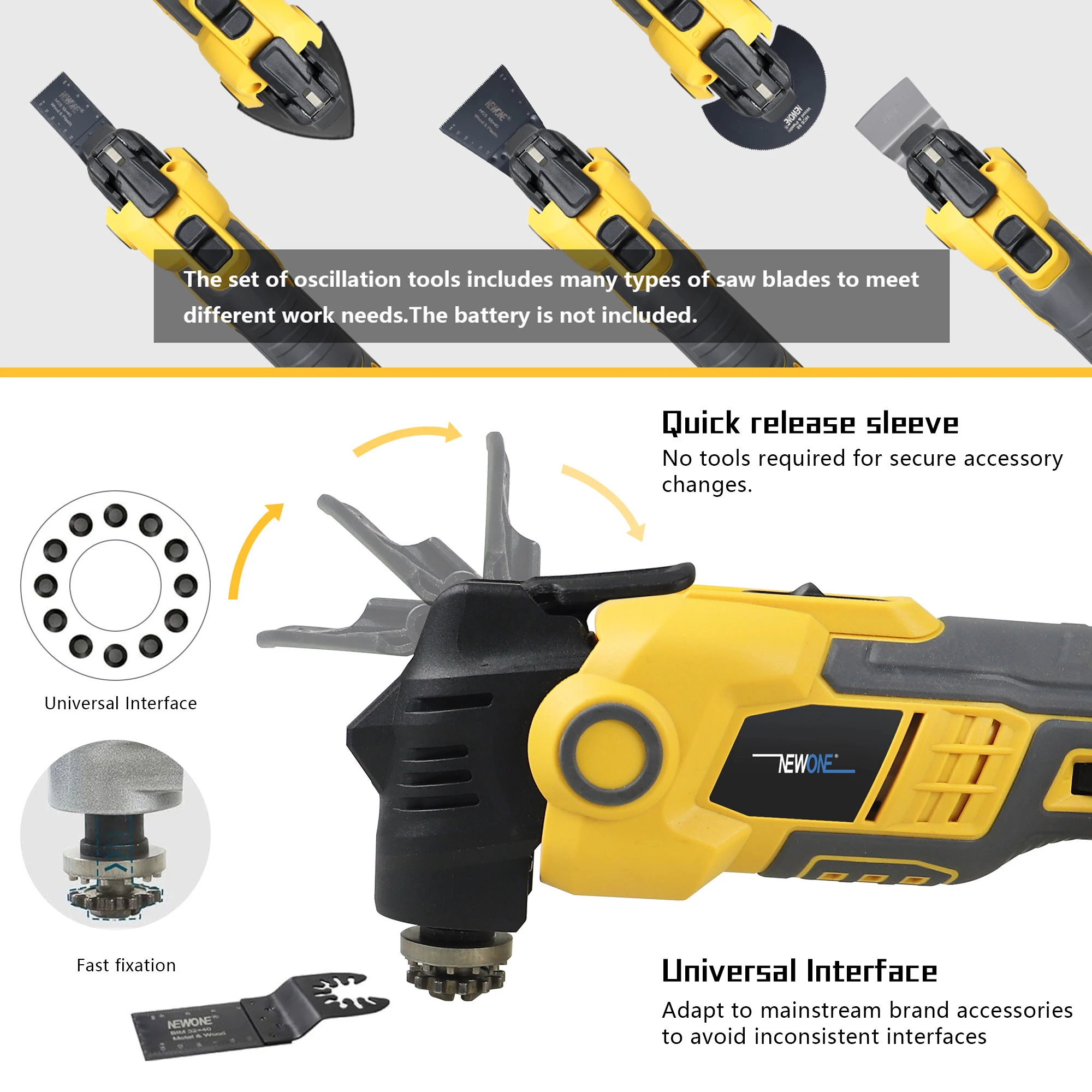NEWONE 20V Brushless Anti-Vibration Quick Release Oscillating Tool Multi Functional Tool Renovator Electric Trimmer