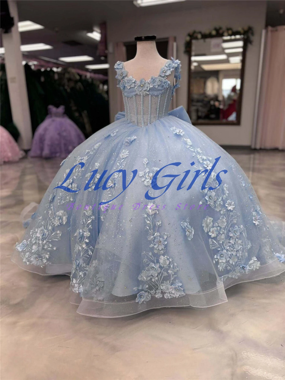 2026 Exquisite Flower Girl Dress Blue Tulle Fluffy with Quality Applique for Wedding Princess Birthday Party Evening Gowns image 4