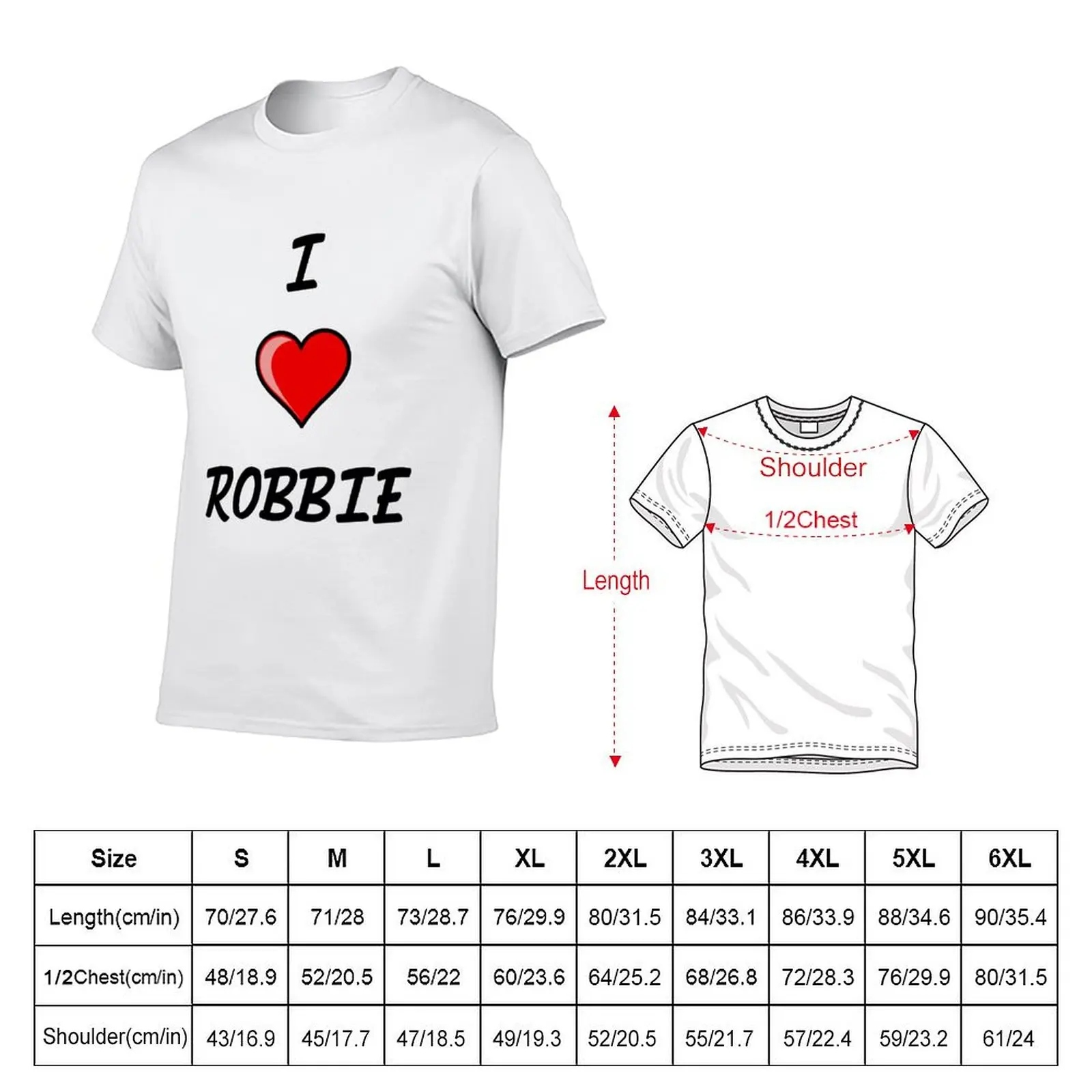 I LOVE ROBBIE T-Shirt Casual Light Summer Short Sleeve Top