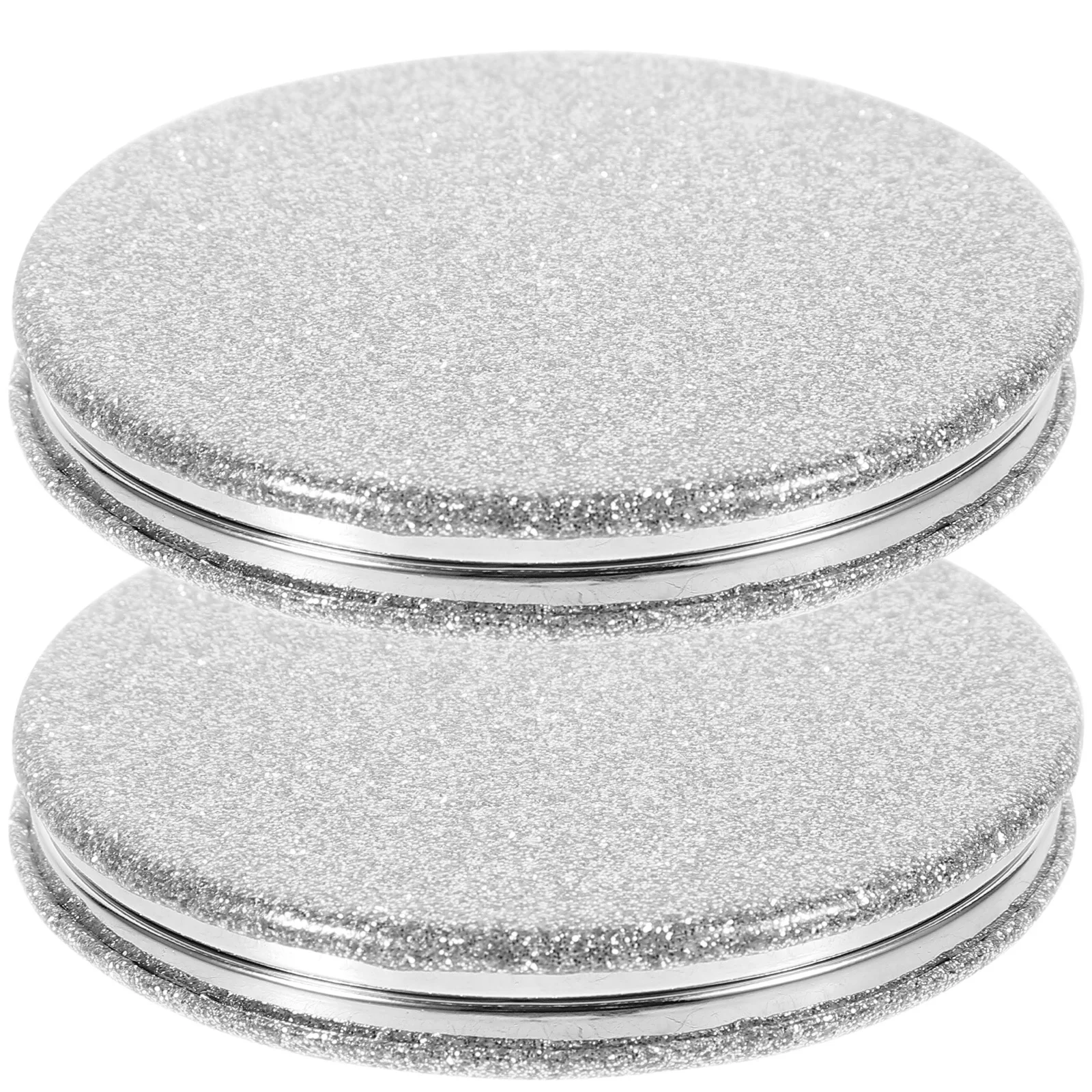Miroir de maquillage Compact à paillettes PU, petit miroir de poche de voyage, léger et Durable, outil de maquillage pour femmes, 2 pièces