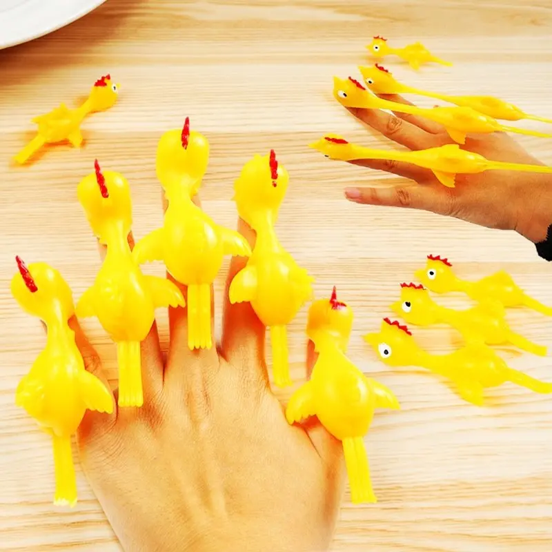 10Pcs Soft Plastic Finger Shooter Chicken Fun Novelty Game Kids Birthday Party Gift Pinata Filler Back to School Prize Toy