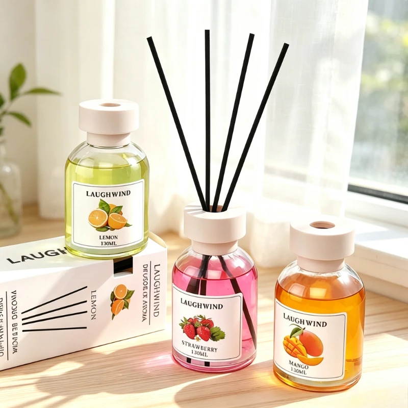 Home Bathroom Freshener - Fruit Scent Flameless Reed Diffuser Colorful