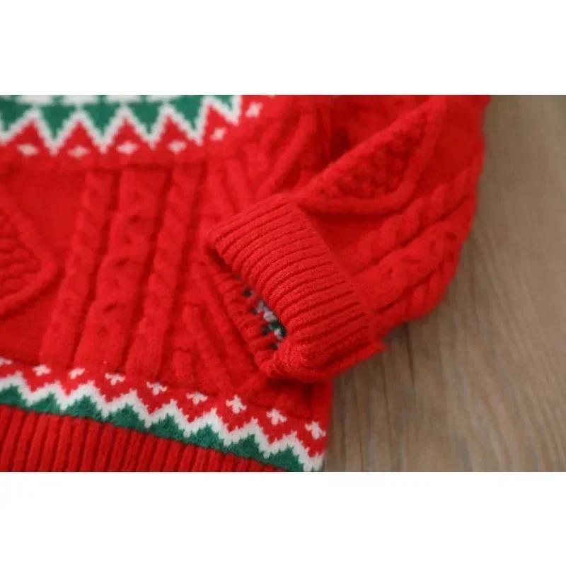 Kids Boy Christmas Sweater Thicken Warm Knitted Tops Jersey Girls Clothes Children Gingerbread Pullover Knitwear for Fall Winter