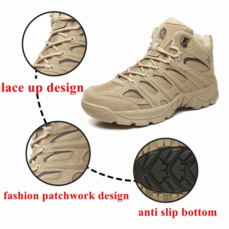 Golden Sapling Men's Outdoor Boots Winter Spring Retro Suede Leather Man High Top Hunting Shoes Non-slip Warm Work Safty Botas