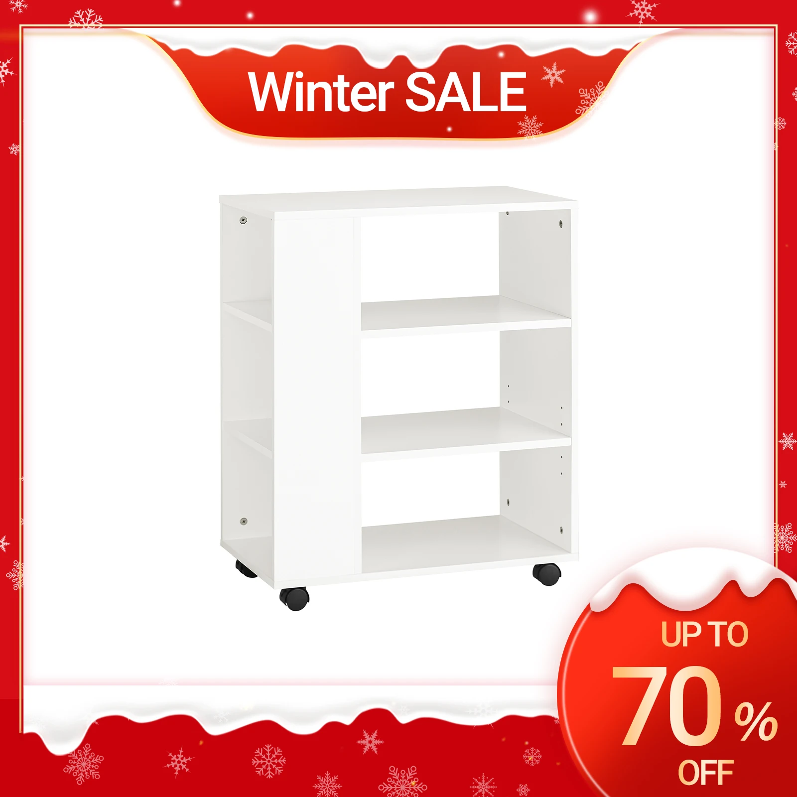 SoBuy FBT68-W mesa de impressora com 7 prateleiras rolo recipiente carrinho de escritório carrinho lateral carrinho de arquivo branco BHT aprox. : 60x75x35cm