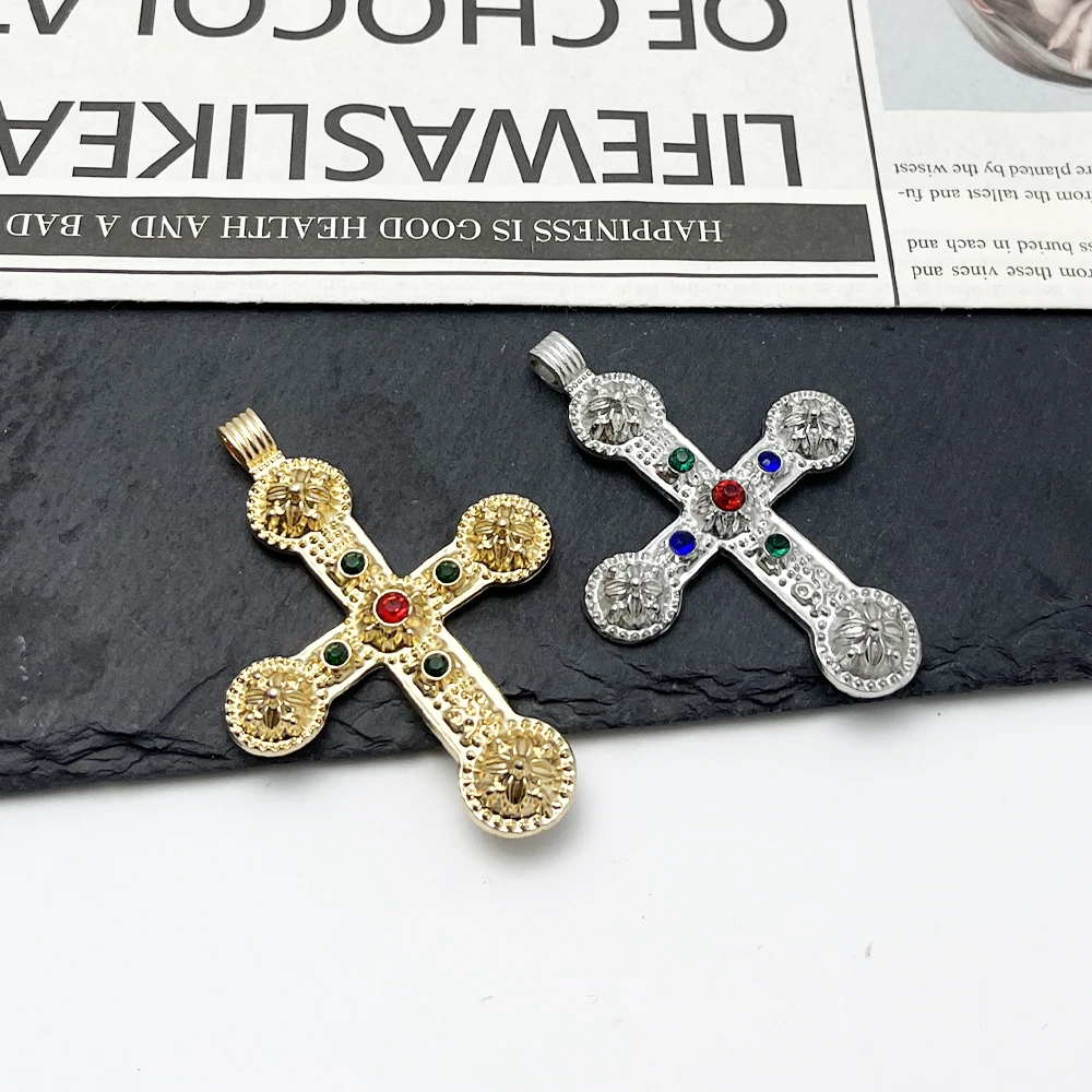 2Pcs of heavy duty punk Y2K cross pendant DIY accessory a unisex punk style alloy necklace a versatile accessory