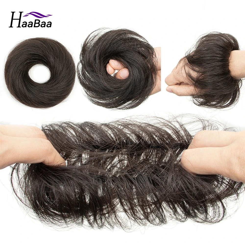 Bun Hair Piece Hair Extensions For Women Updo Human Hair Buns Hairpiece Blonde Chigon Hair Piece Straight 15g