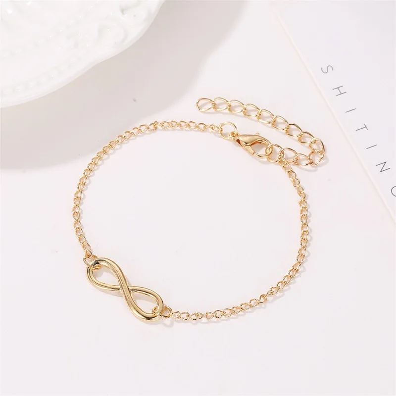 Simple Golden Silver Color Infinity Bracelet for Women Number 8 Charms Bracelets Bangles Fashion Unusual Party Jewelry LoverGift