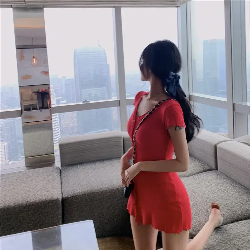 Woman Dress Night Club Dresses for Women 2024 Tight Clothes Mini Bodycon Short Red One-piece Sensual Sexy Xxl Summer Hot Cotton