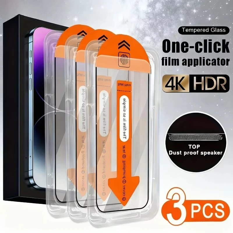 

Oleophobic Coating Dust Free Easy Installation Screen Protector For iPhone 15 Pro Max 17 16 14 11 13 12 XS XR HD Tempered Glass