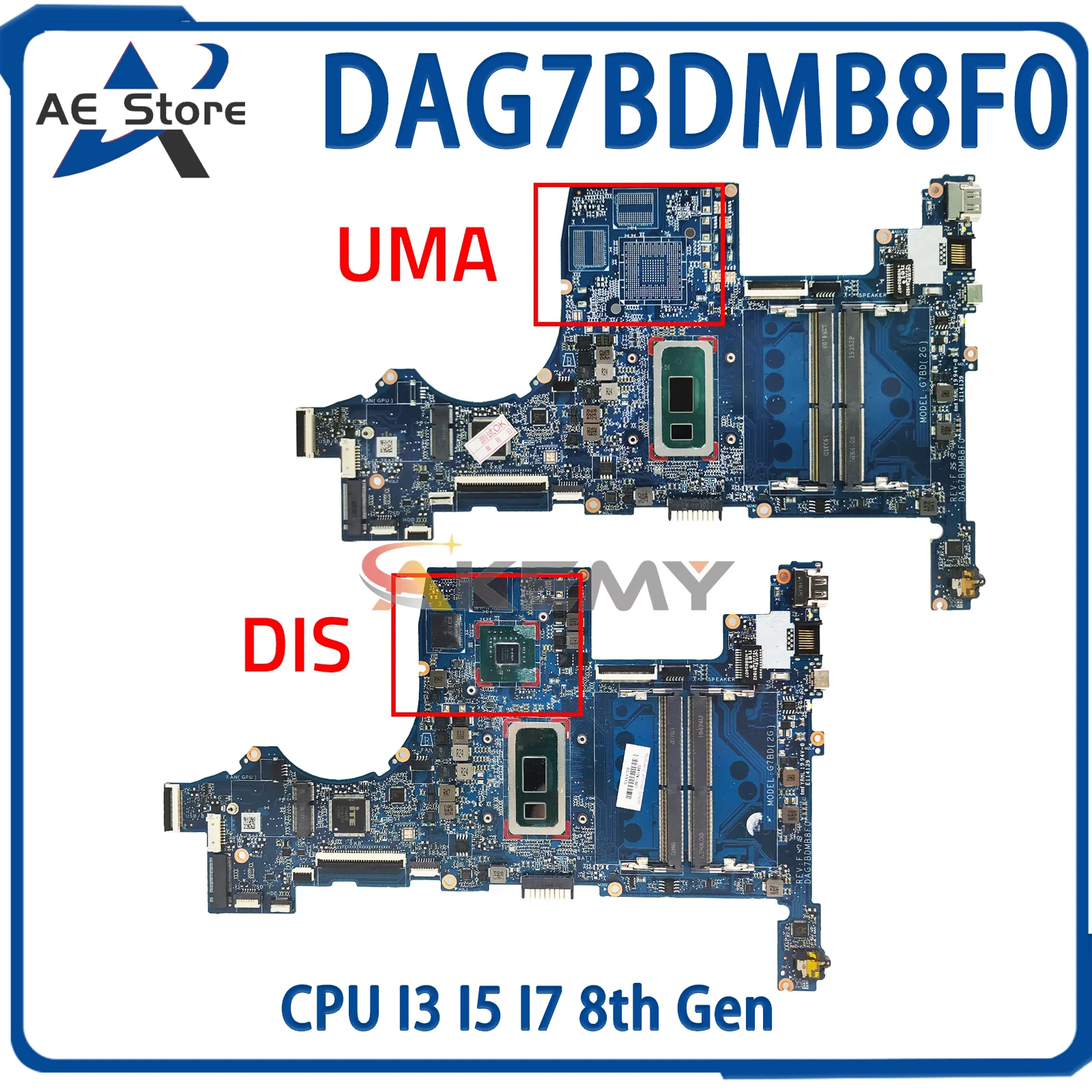 AE DAG7BDMB8F0 Notebook Mainboard For HP Pavilion 15T-CS 15-CS L34174-001 L34173-601 Laptop Motherboard CPU I3 I5 I7 8th Gen