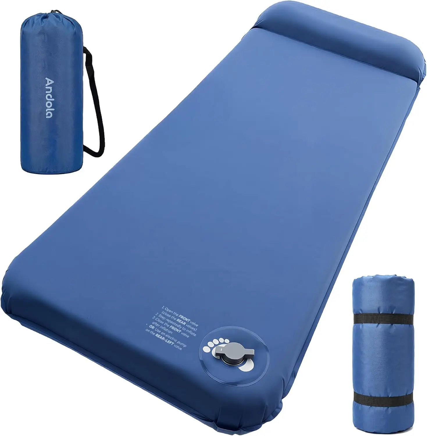 

Self-Inflating Sleeping Pad for Camping, 3" Ultra-Thick Foam Mattress with Pillow, 9.5 R-Value Insulated All-Season Camping Mat