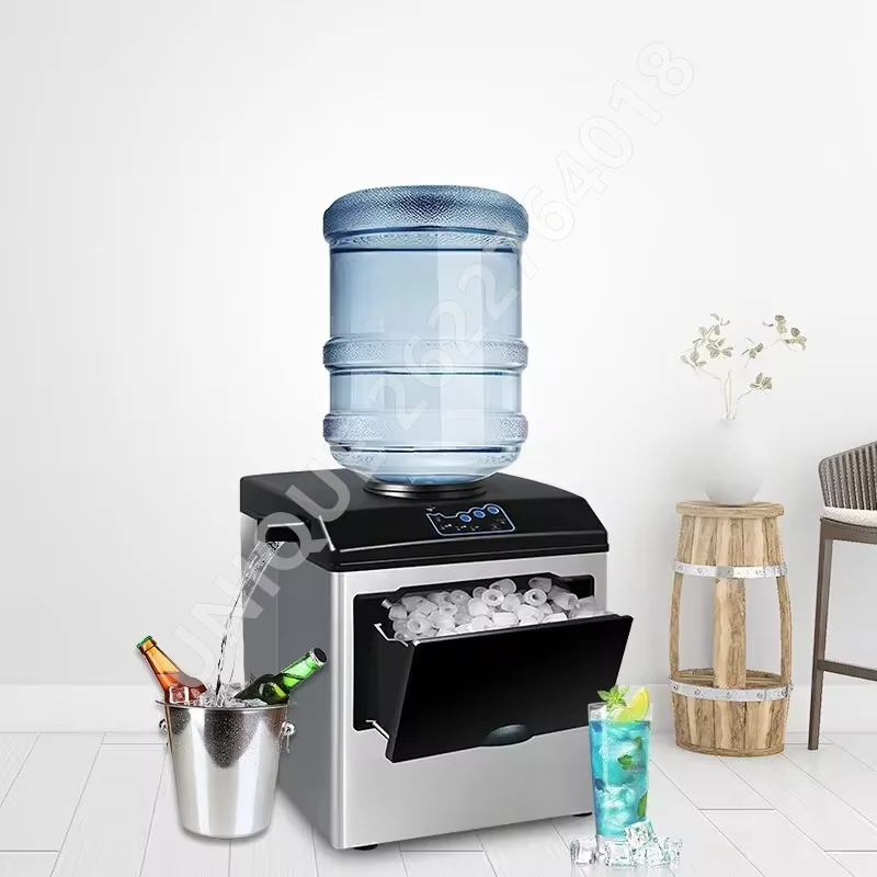 Countertop Portable Ice Maker Pebble Ice Maker Machine with Handle One-Click Operation Bullet Cylindrical Ice Maker