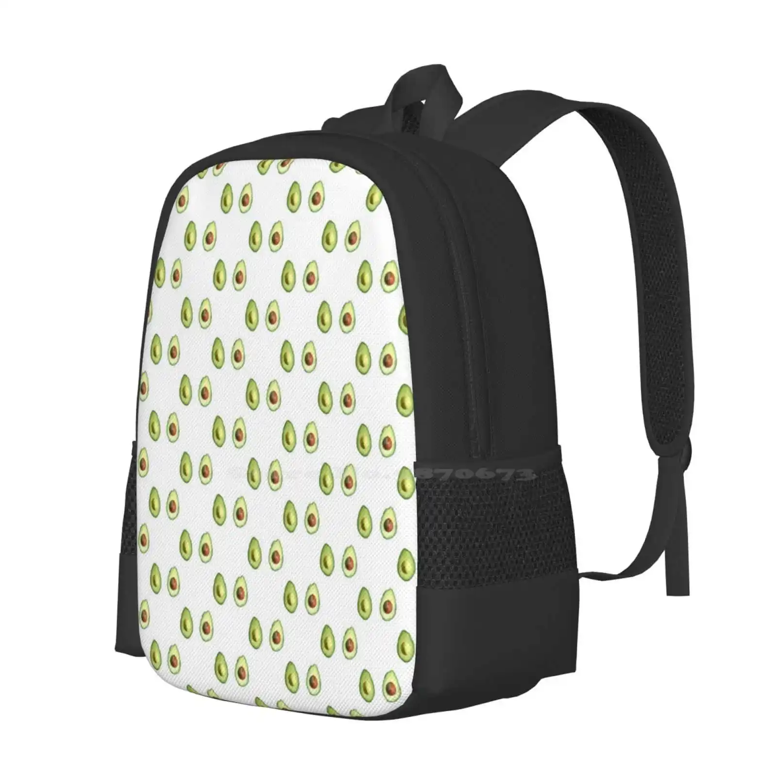 Avo Hot Sale Backpack Fashion Bags Avocado Graphic Art Photoshop Salad Healthy Green Pit Guacamole Chipotle Salsa Food