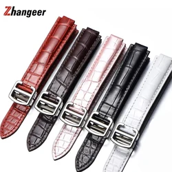 Cowhide Leather Watchband For Cartier Bamboo Replace Band Convex Interface 20-12mm 22-14mm 18-11mm 16-8mm 14-8mm
