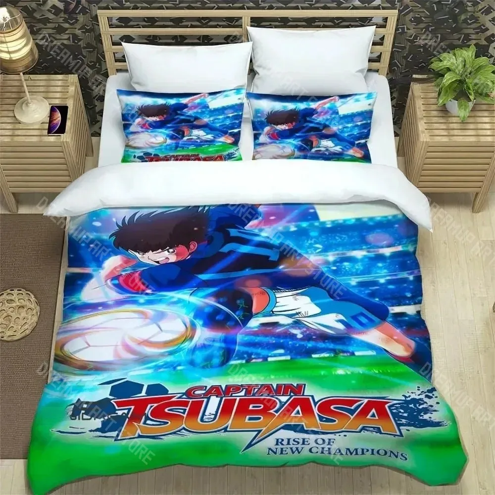 3D Printed Captain Tsubasa Anime Bedding Set for Boys Girls Duvet Cover Pillowcase Twin Queen King Full Single Double Sizes