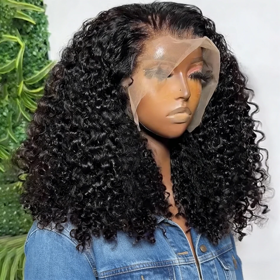 Curly Deep Wave 13x4 Lace Front Human Hair Wigs Short Cut Bob Glueless 4x4 Transparent Lace Front Wig Brazilian 100% Human Hair
