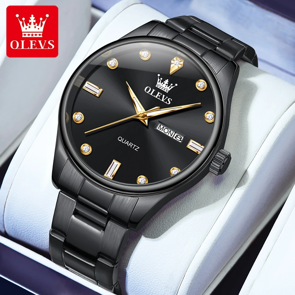 

OLEVS 3621 Brand Quartz Movement Watch For Men Women Luxury 30m Waterproof Night Light Steel Bracelet Timekeeping Watch
