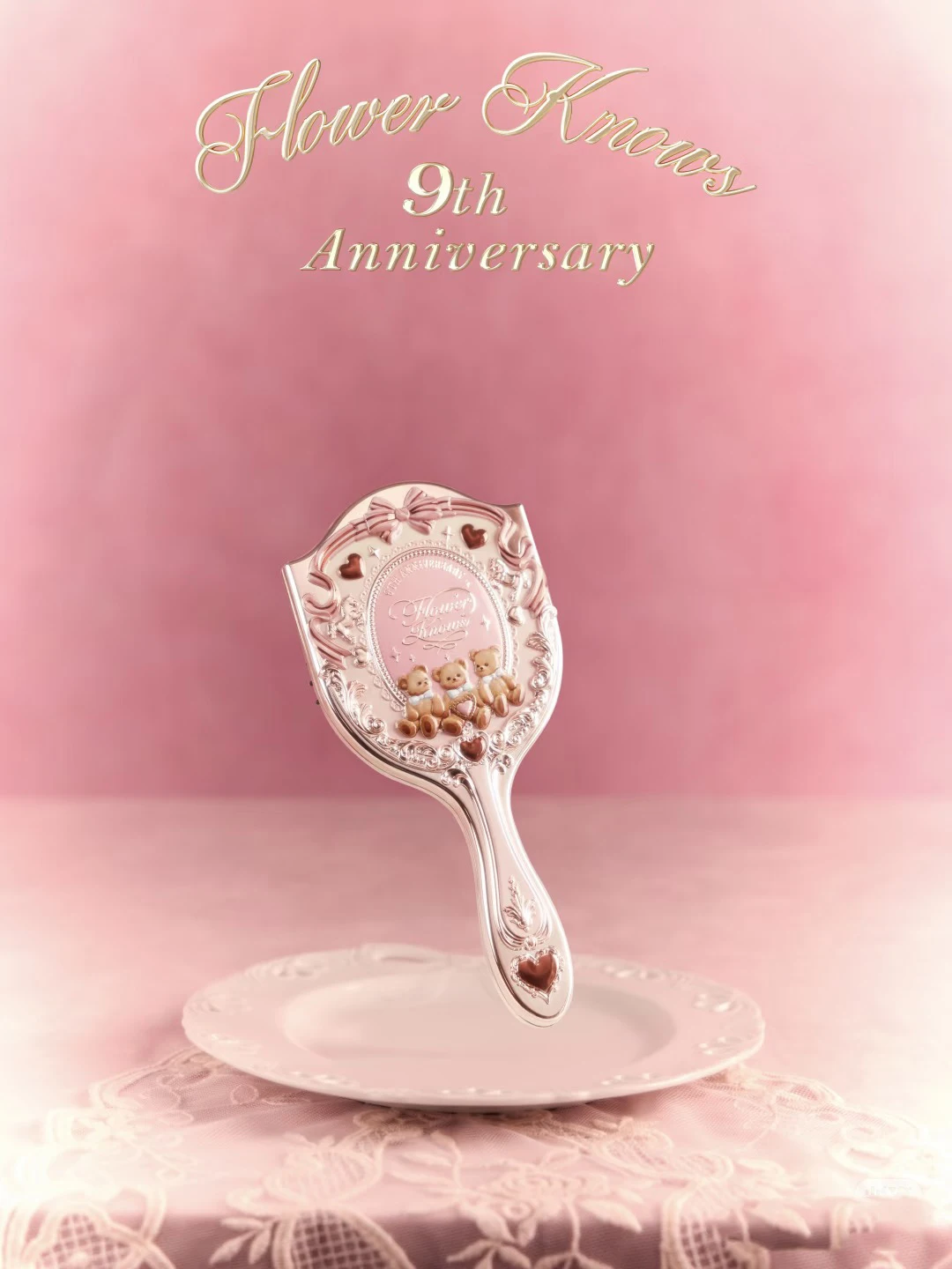 Flower Knows 9th Anniversary Desktop Mirror Air Cushion Comb Brush