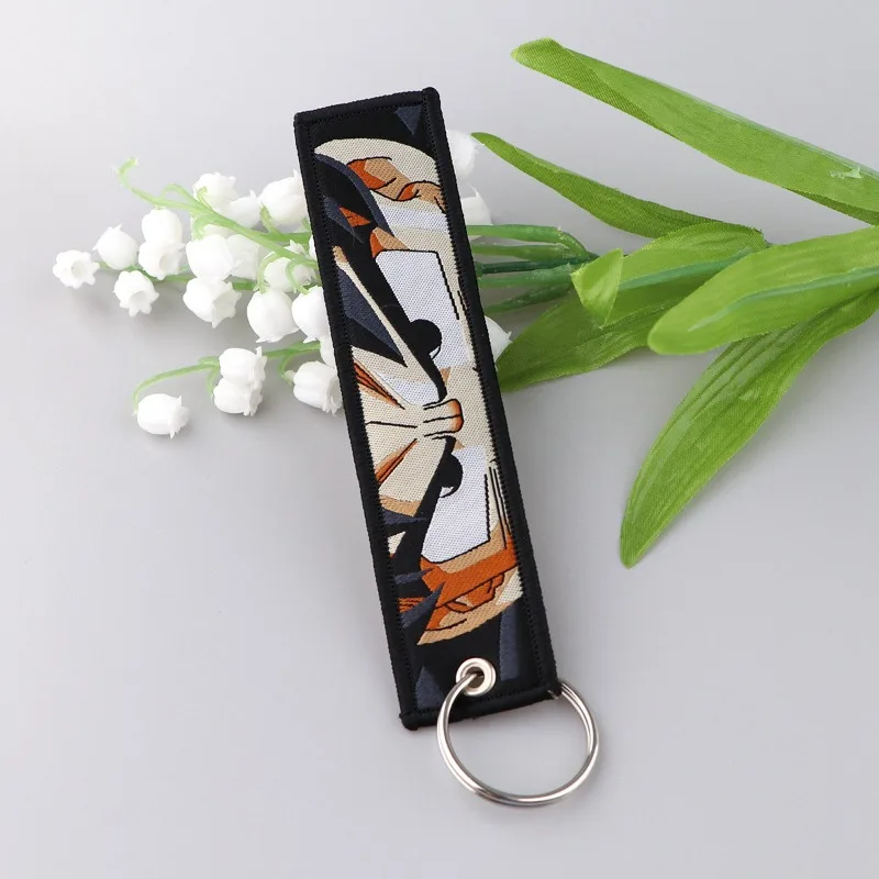 Anime 1Pcs Dragon Ball Z Embroidered Keychain Tags Son Goku Vegeta Broly Jet Tag Keyring for Car Keys Backpack Accessories - view 3