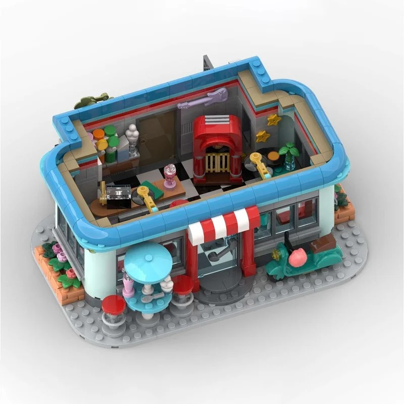 810 pçs moc milkshake bar cityed modelo blocos de construção construção diy brinquedo idéia educação tijolo crianças presentes natal aniversário