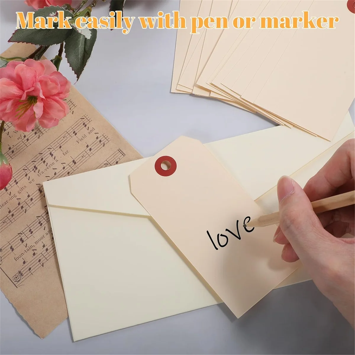 Neue 400-teilige Drahtetiketten, leere Versandetiketten mit Draht, Manila-Tags, Etiketten zum Aufhängen mit verstärktem Loch und Metalldraht