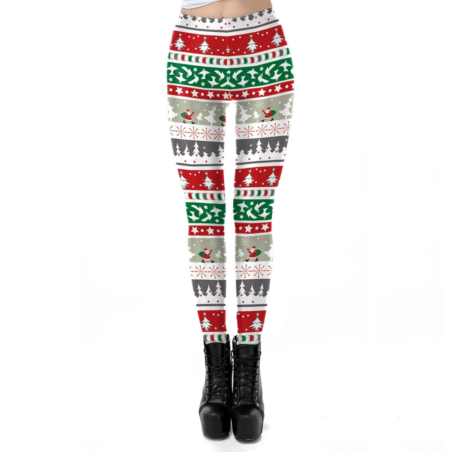 Christmas Digital Print Women's Festival Bottoming Pants Long Trousers Holiday Fashion Female Clothing Base Layer Trousers
