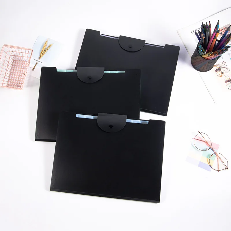 A4 12 Pockets Accordion File Folder Multi-layer Expandable Document Organizer Color Classification Paper Office Data Storage Bag