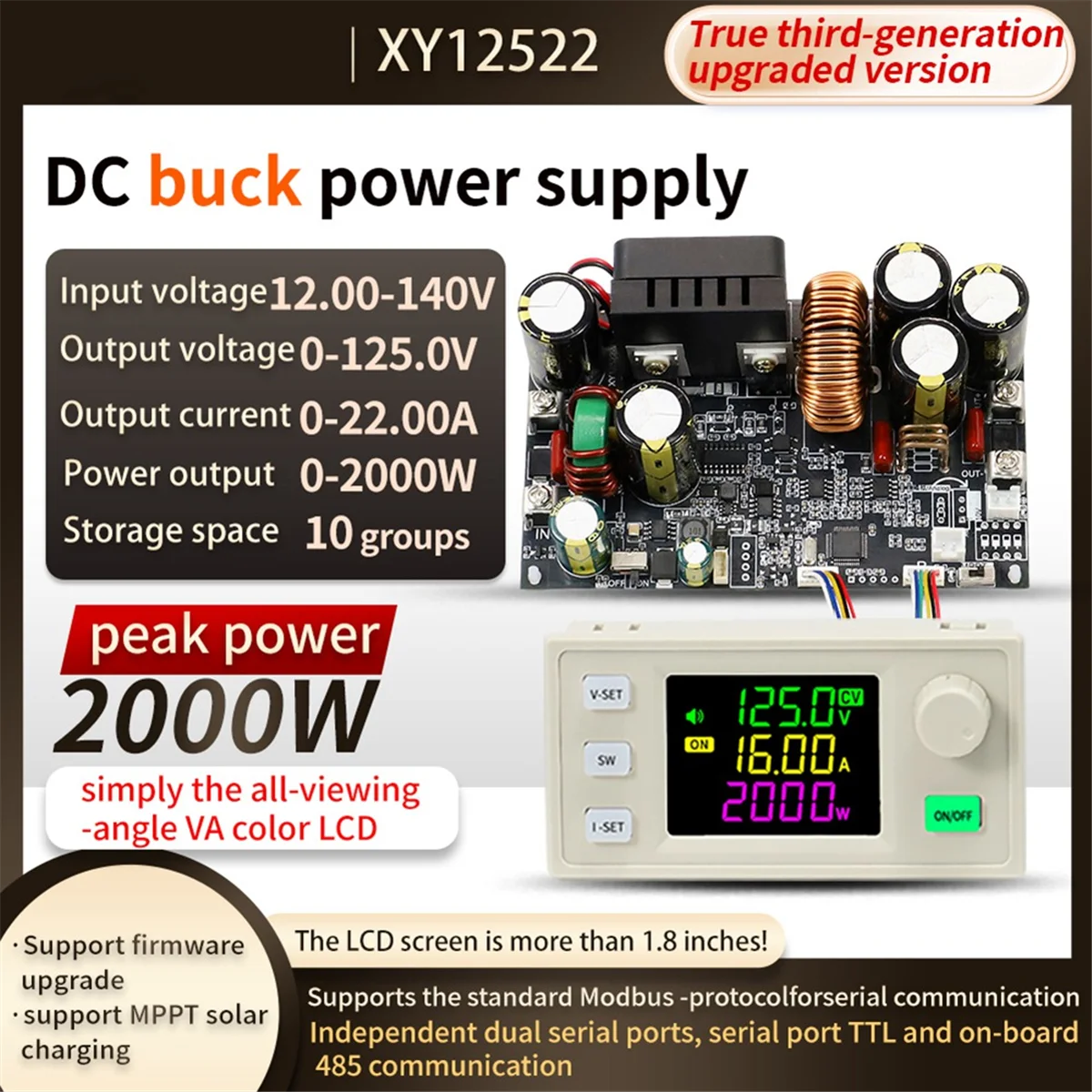 BFYLUpgrade XY12522 CNC DC قابل للتعديل الجهد استقرت إمدادات الطاقة الجهد المستمر ووحدة التيار 125 فولت/2000 واط