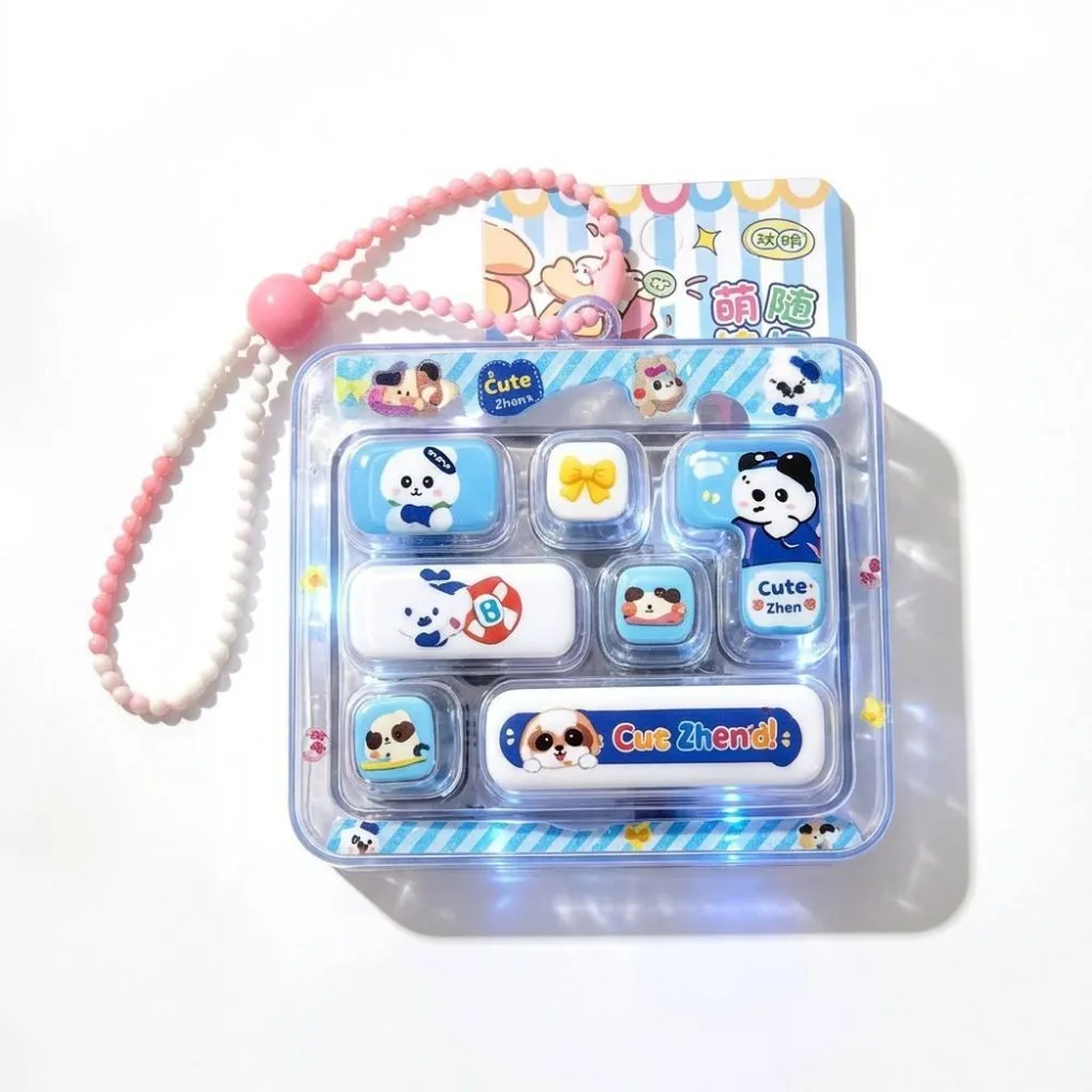 7-Key Decompression Button Cute Design Simulation Keyboard Mini Keyboard Pendant With lights Transparent Dual-Tone