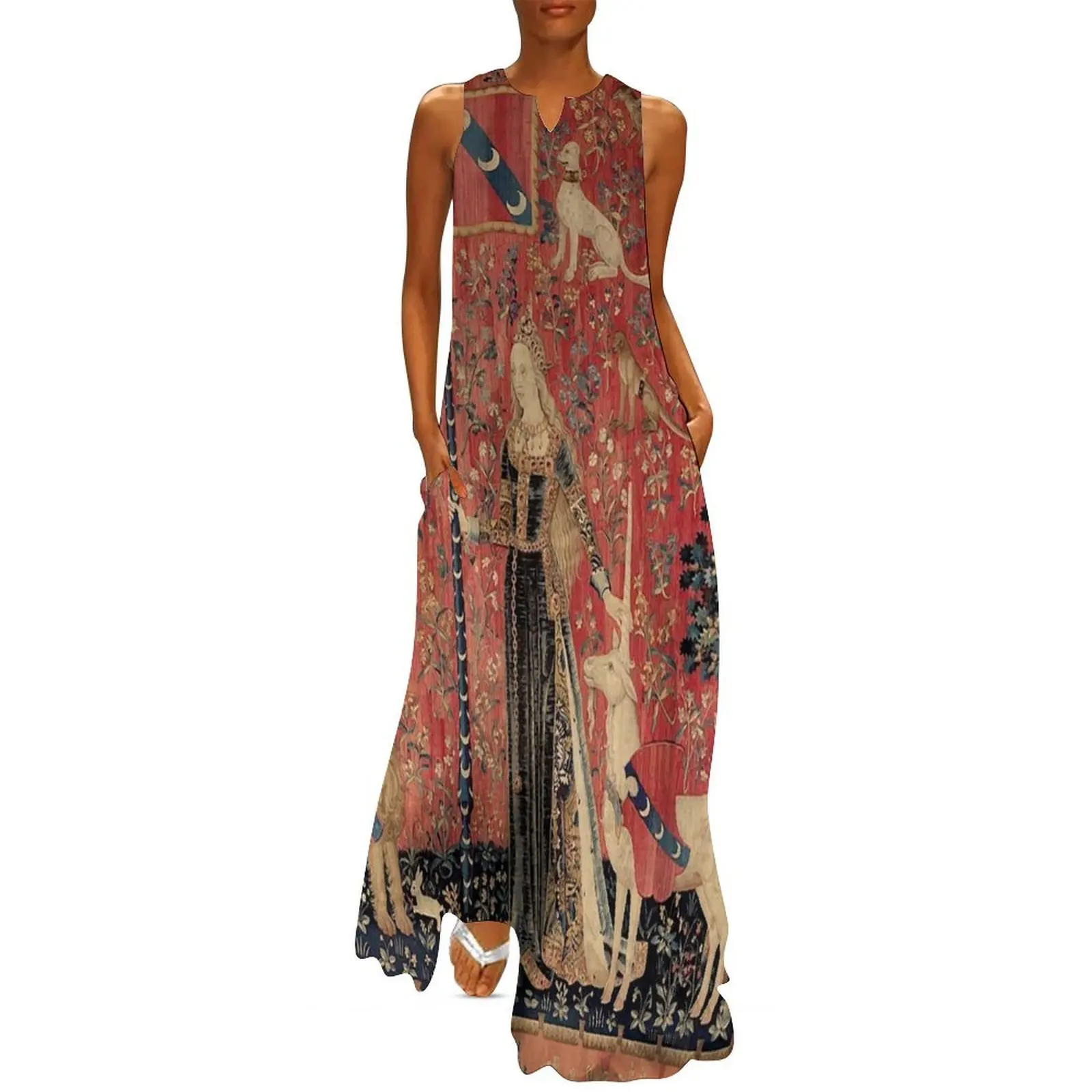 

Medieval Unicorn Floral Tapestry Long Dress ladies dresses for special occasions dresses with long sleeves Dress