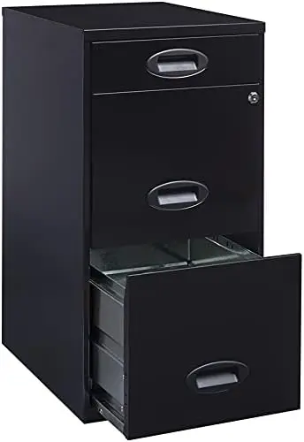 

3 Drawer Metal File Cabinet with Pencil Drawer Black