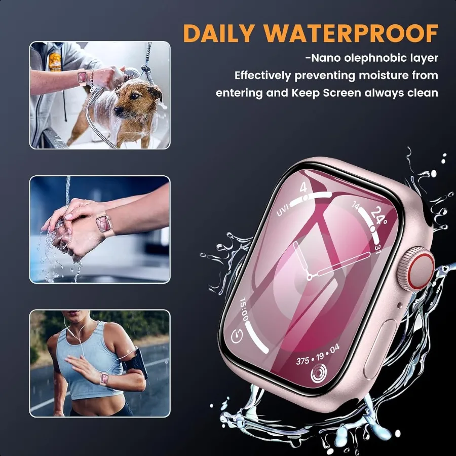 YMHML 3 عبوات لساعة Apple Watch Series 9 واقي شاشة 41 ملم [فقاعة صفر] ترقية تغطية كاملة ثلاثية الأبعاد HD طبقة شفافة مقاومة للماء