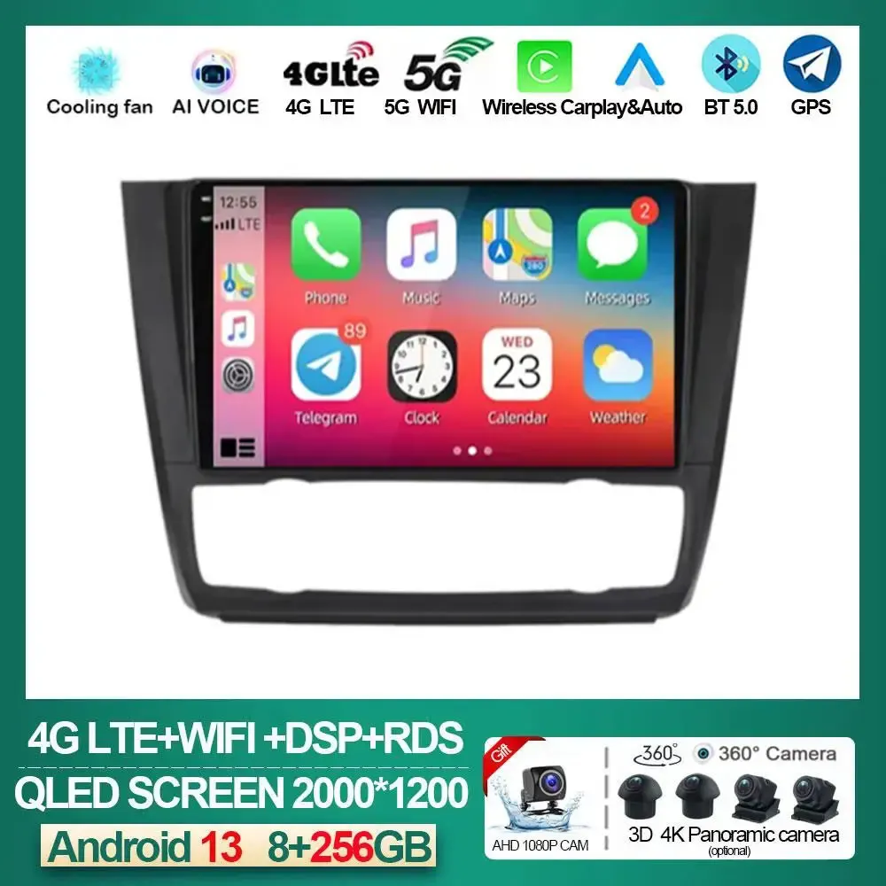 

Android 13 Carplay Auto WIFI+4G For BMW 1 Series E81 E82 E87 E88 AT 2004-2012 Car Radio Multimedia Playor Serero Video GPS DSP