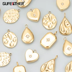 GUFEATHER MD87,jewelry accessories,316L stainless steel,nickel free,zircons,charms,diy pendants,jewelry making,4pcs/lot
