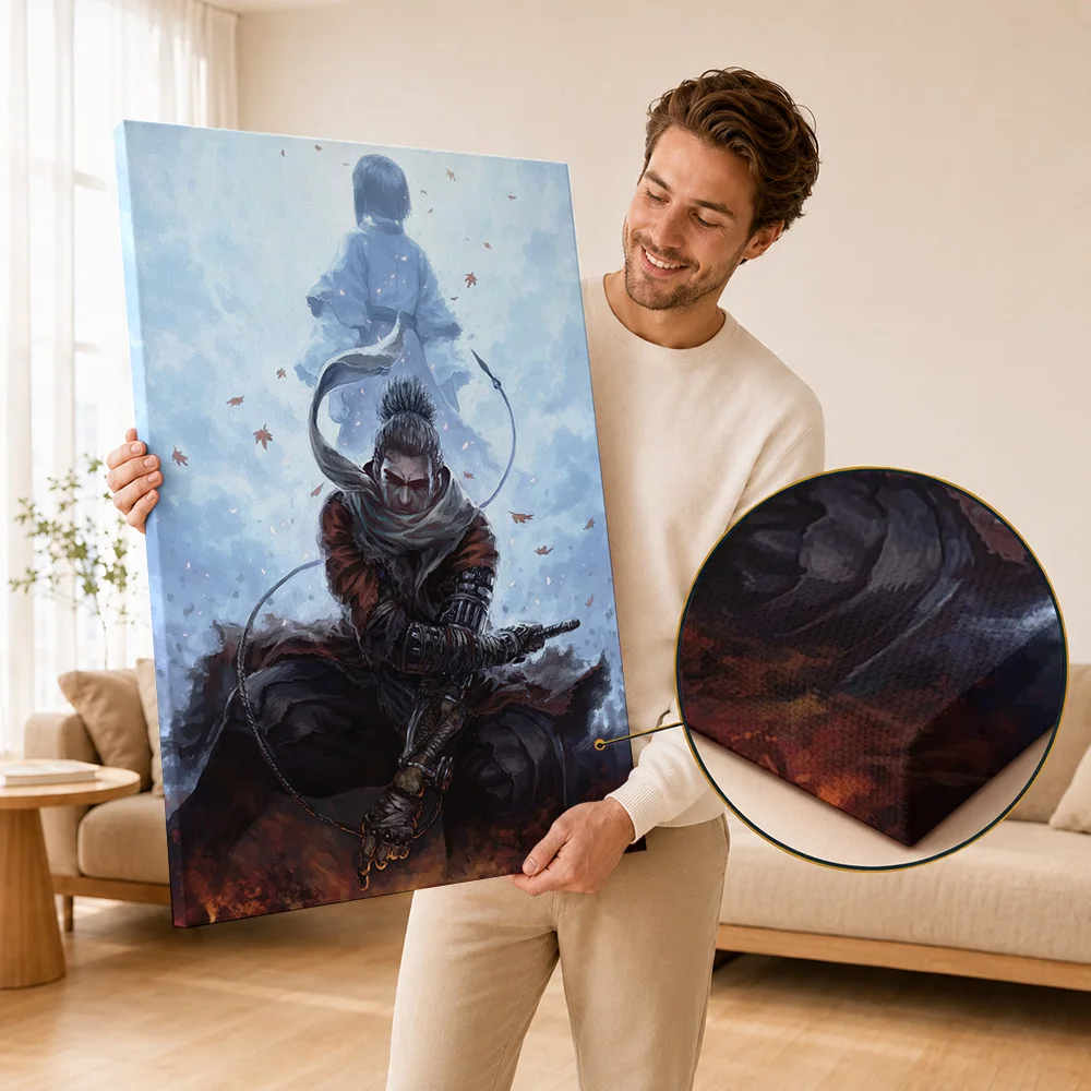 Sekiro Canvas Posters Atmospheric Fantasy Style Canvas Wall Art With Personalized Photo For Creative Studio Ideal Gamer Gift