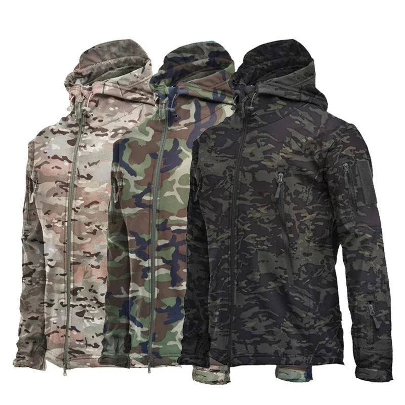 

Men's Winter Autumn Waterproof Hiking Jackets Tactical Windproof SoftShell Jacket Fishing Camping Climbing Coats Hooded