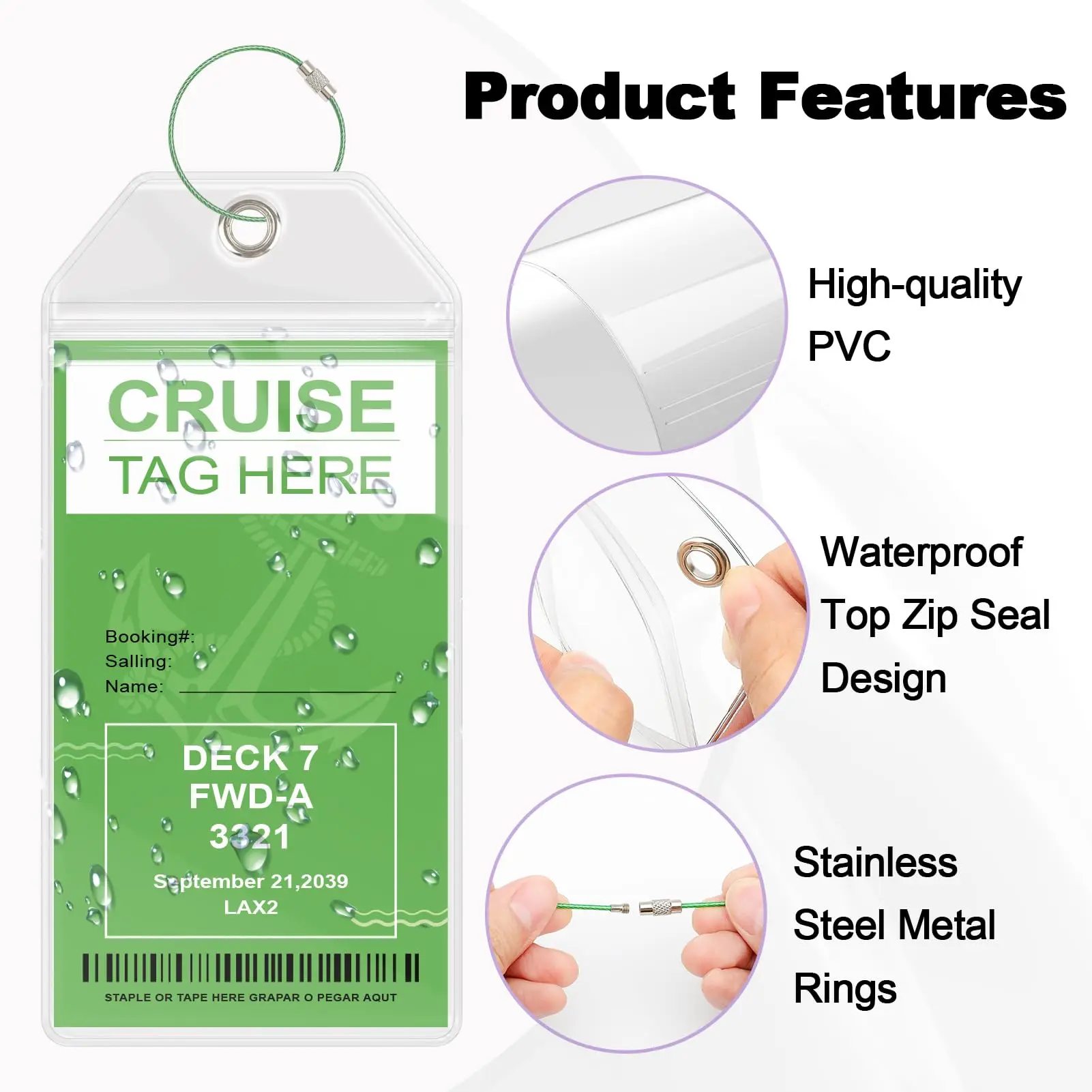 1/5/10pcs Cruise Luggage Tags Carnival Clear Luggage Tag Holder Zip Seal With Steel Loop Waterproof Fits All Cruise Line Cruise