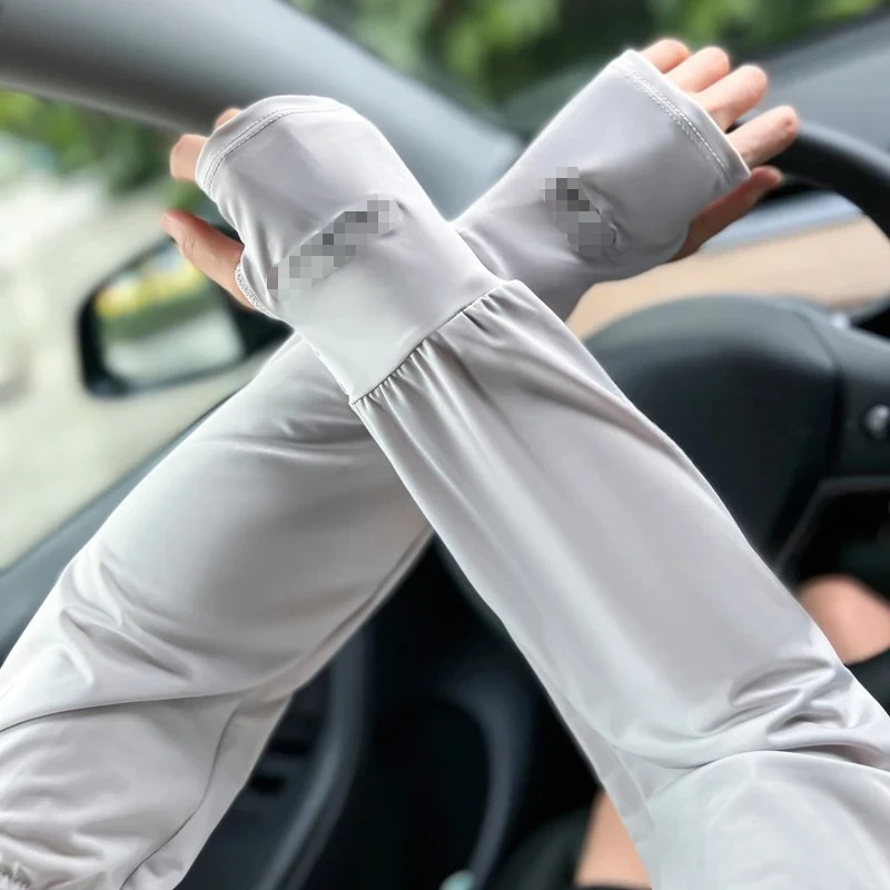 Protector solar suelto de verano para conducir, manga de seda helada, manga de protección UV de longitud larga para mujer, guante para brazo, mangas de hielo, protección UV