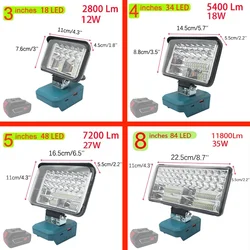 Linterna de luz LED de trabajo inalámbrica, foco de antorcha eléctrica, Banco de energía USB para batería de iones de litio Bosch BAT622, Control de haz alto y bajo