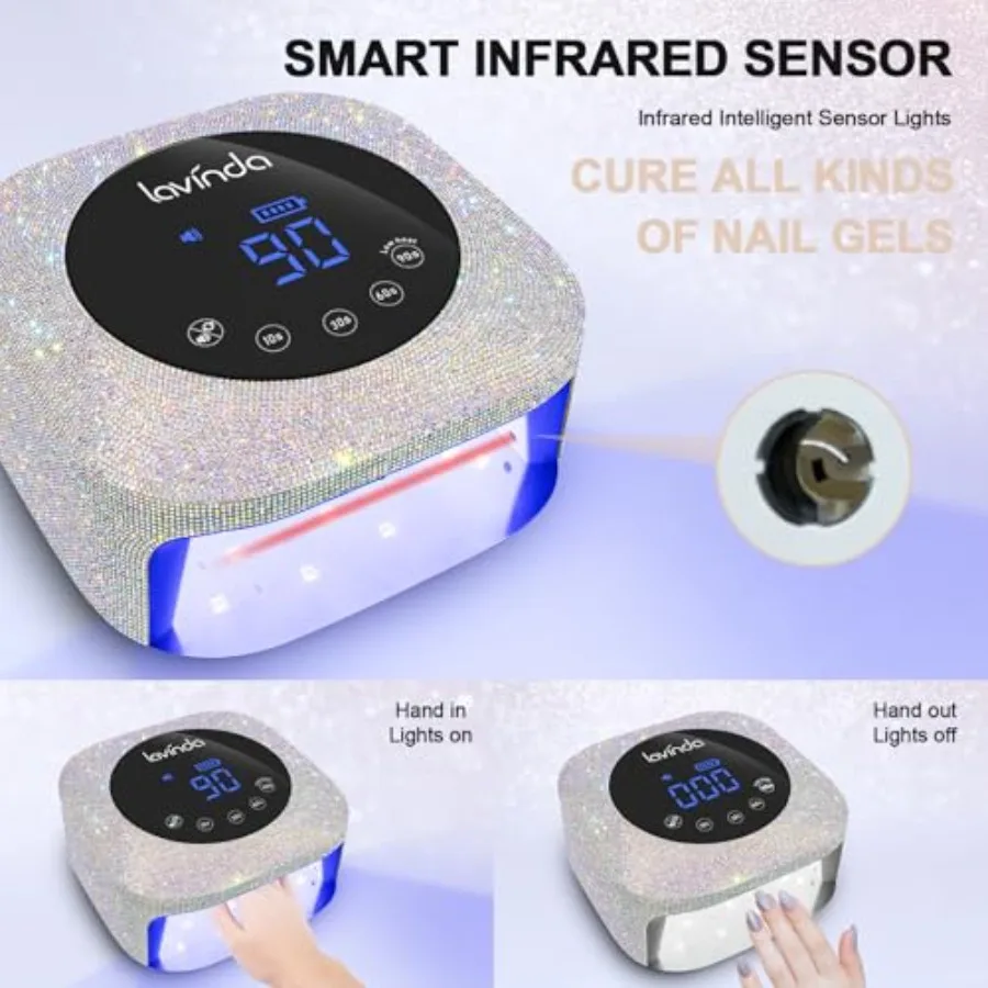 หลอดไฟยูวี LED สำหรับทำเล็บ 54W แบบชาร์จไฟได้ ไร้สาย เครื่องอบเล็บเจล ยาทาเล็บเจล แสงยูวีสำหรับทำเล็บ พร้อมตั้งเวลา 4 ระดับ สำหรับมืออาชีพ แห้งเร็ว