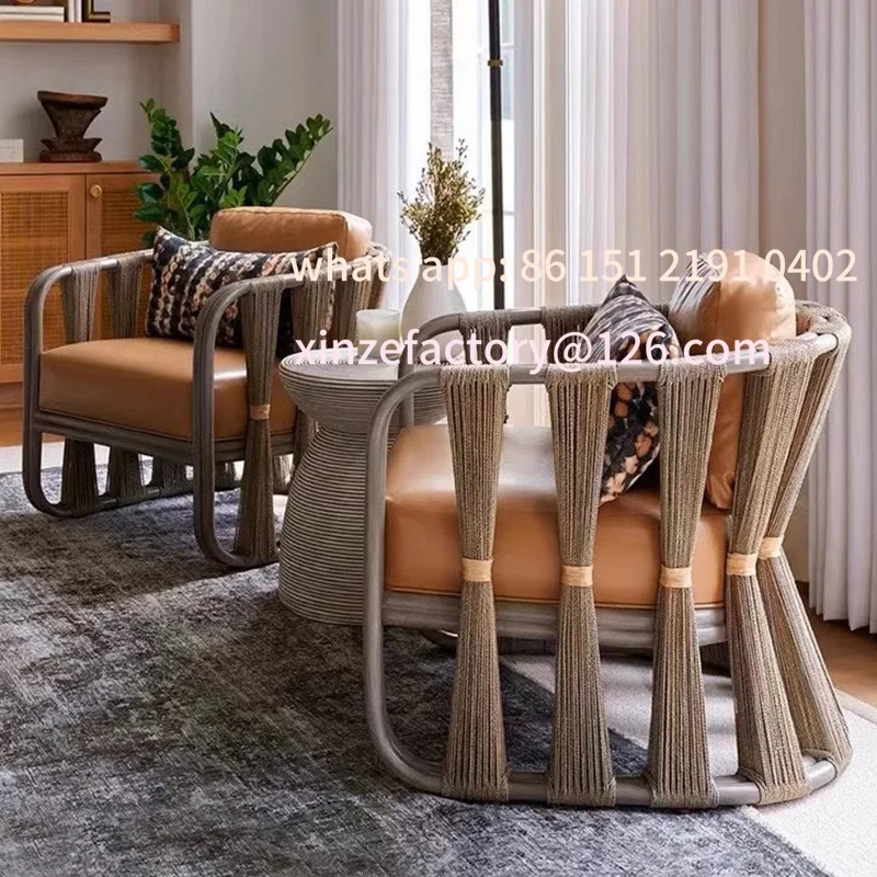 

Customizable Outdoor Rattan Sofa Outdoor Balcony Leisure Single Rattan Chair Waterproof Sunscreen Furniture