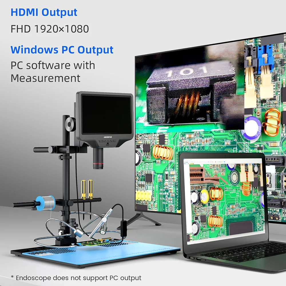 Andonstar AD409Max-ES avec Endoscope 10.1 en effet WIFI HDMI/USB 300X Microscope Numérique pour Souder PCB/SMD Électronique Téléphone Réparation