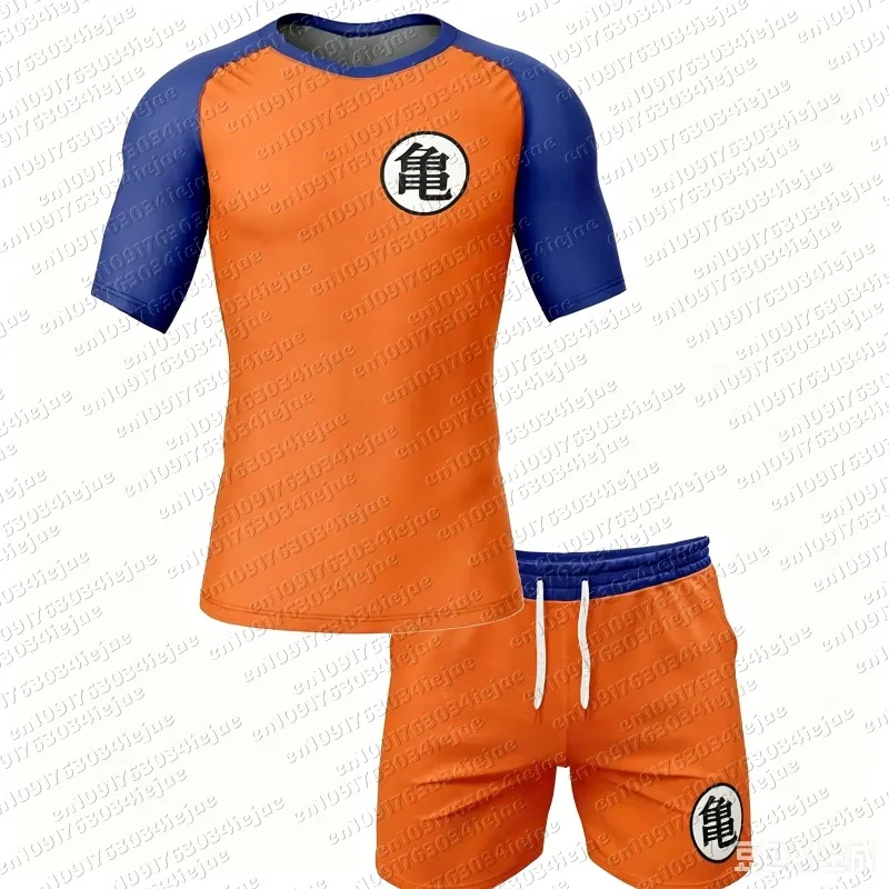 2026 Boy Anime Goku Dragon Ball Pattern Cosplay Men's T-shirt Casual Breathable Slim Fit Children's Clothing Summer Outdoor Set