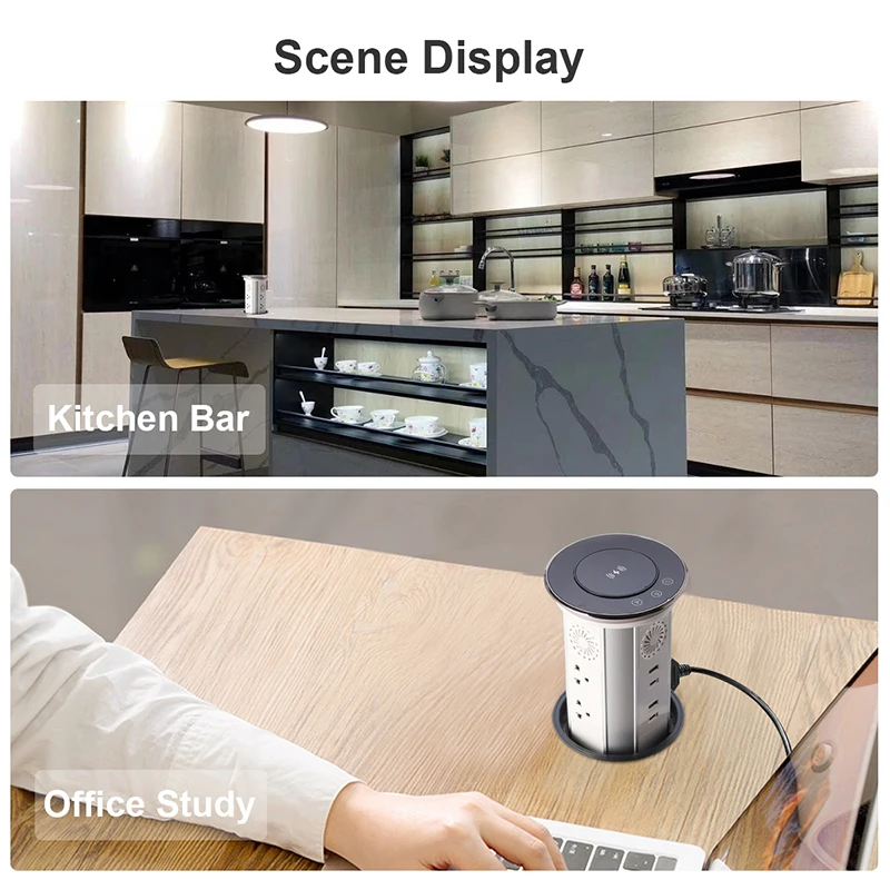 Imagem -06 - Tomada de Elevação Elétrica Plugues Mais Usb Retrátil au de it fr Eua Reino Unido com Controle de Aplicativo de Carregamento sem Fio Usb