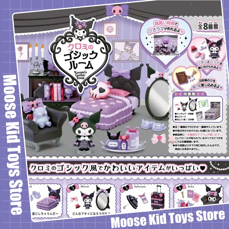 

8pcs Rement Sanrio Diy Street View Series Blind Box Toys Gothic Room Miniature Scene Anime Kuromi Hangyodon Ornaments Girls Gift