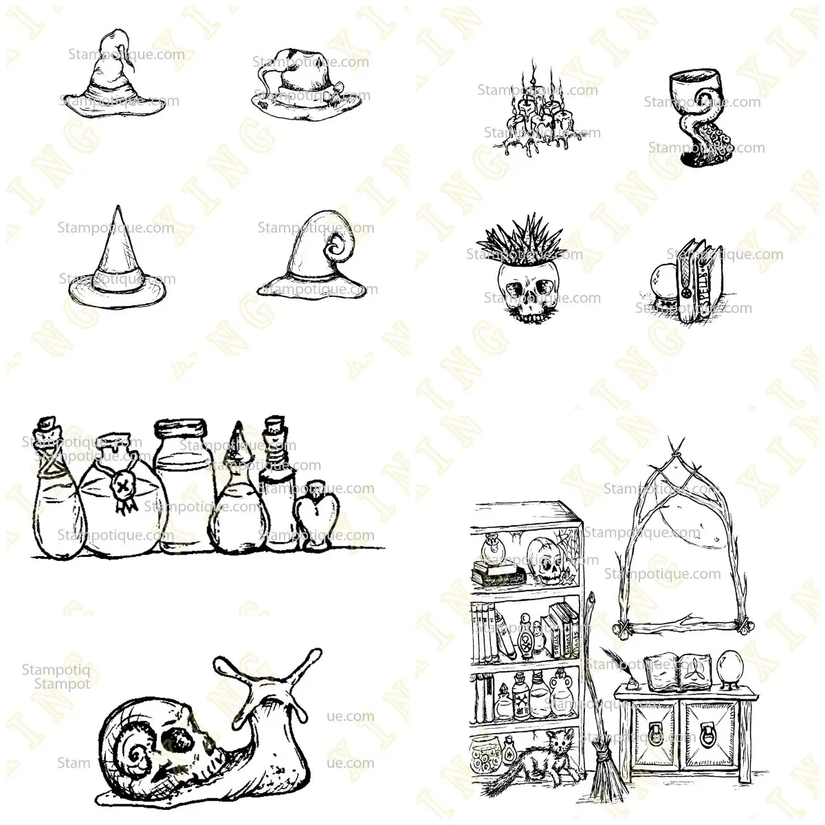 

Metal Cutting Dies Clear Stamps Halloween Witches Hat Scrapbook Diary Decoration Embossing Template DIY Greeting Card Handmade