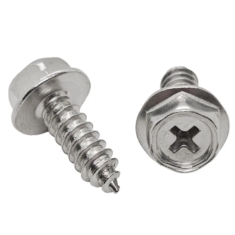 20/10pcs Stainless Steel Self-tapping Screws Cross Hexagon Bolt with Gasket M6 6mm for Car Motorcycle Bumper Fender Engine Guard