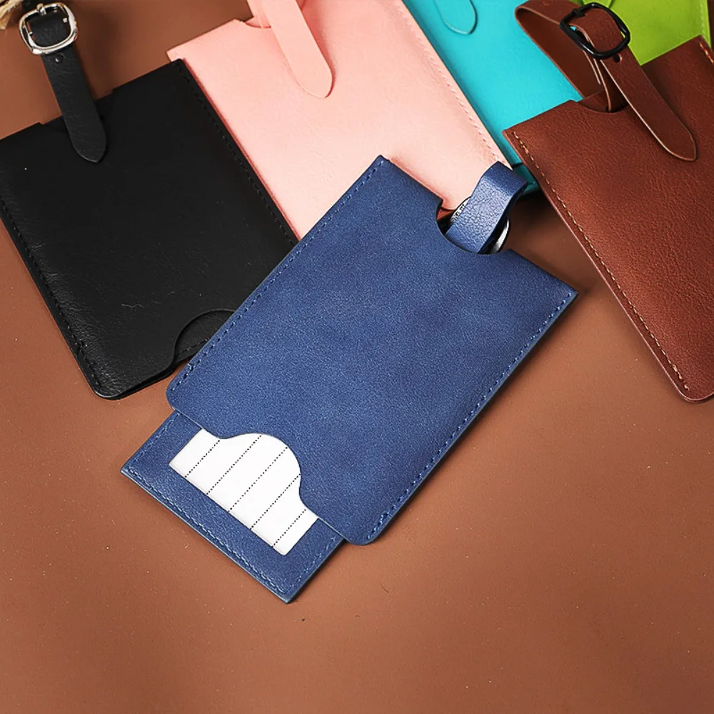 

Solid Color Luggage Tag New Anti-Lost PU Leather Registration Tag Check-in Tag Trunk