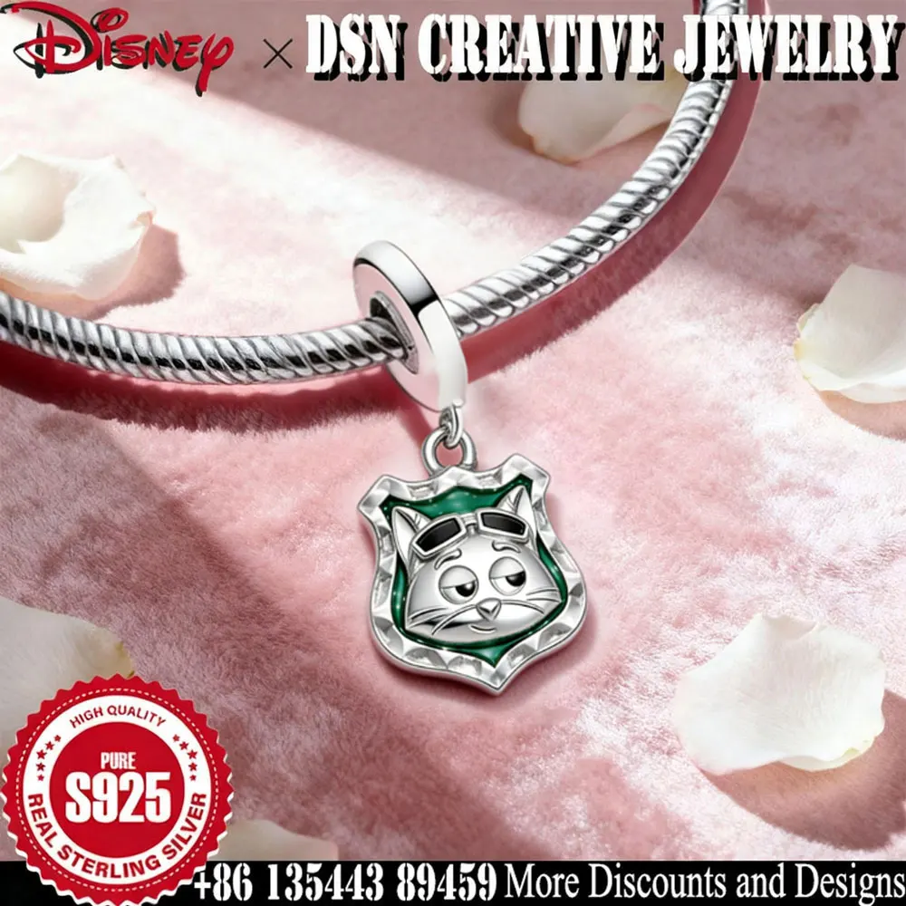 

DSN 925 Silver Charm Disney zootopia Judy Nick badge dangle charm for snake chain Bracelet cartoon pendant women Jewelry Gift
